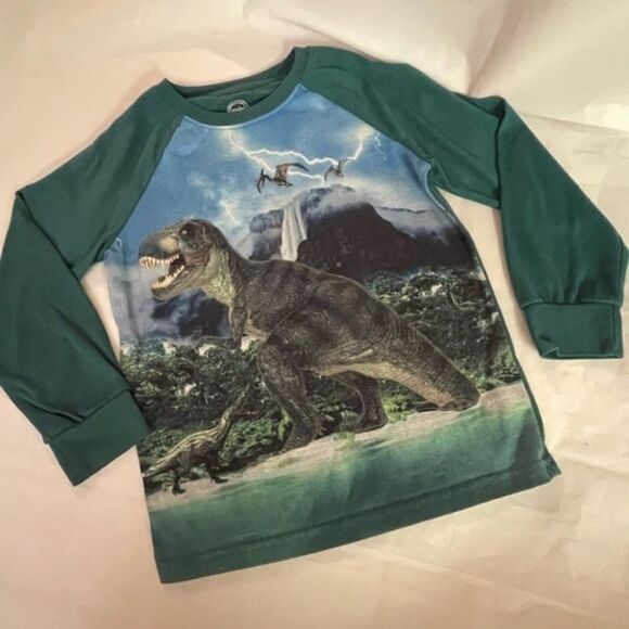 BOY’S sz 8 2-piece Wonder Nation glow in the dark green dinosaur fleece pajamas - Picture 6 of 15